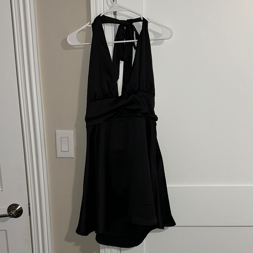 NWT Garage Black Plunge Halter Dress